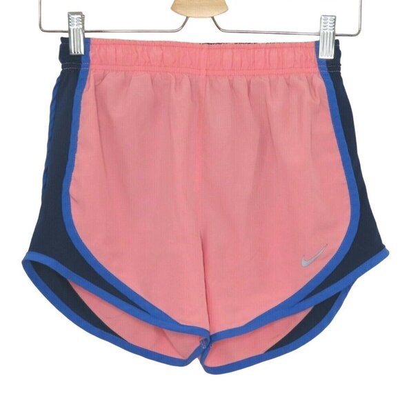 Nike Womens XS Tempo Running Shorts Pink Blue Built in Briefs Dri Fit Athletic - Picture 1 of 8